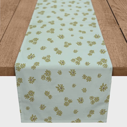 72" Daisy Pattern Cotton Twill Table Runner